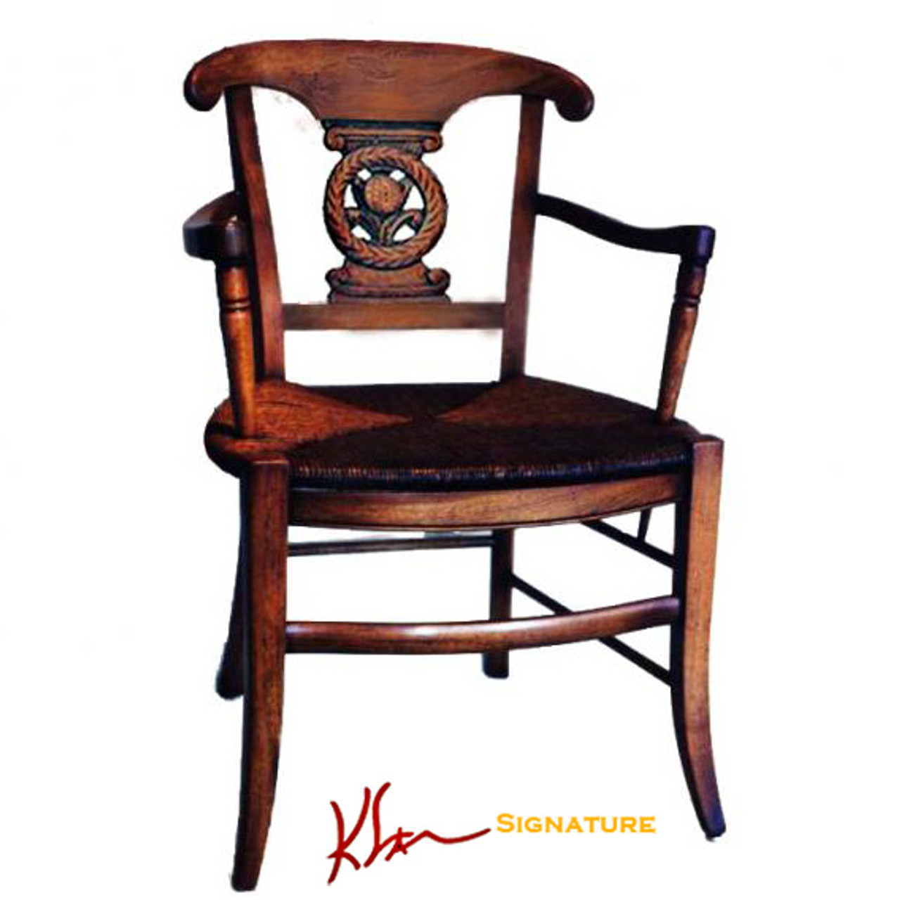 Rush Seat Dining Arm Chair