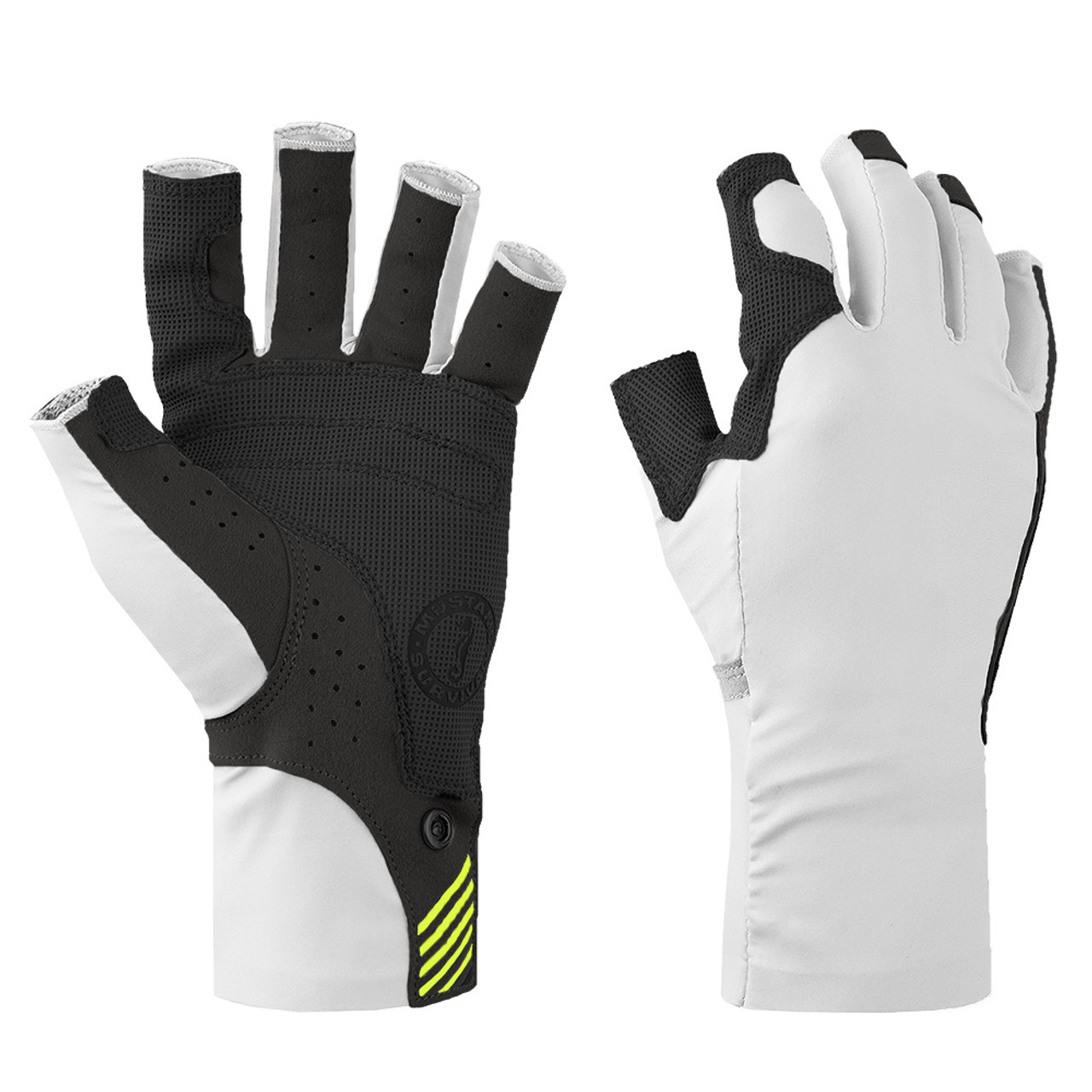 Mustang Traction UV Open Finger Gloves - White &amp; Black - Medium