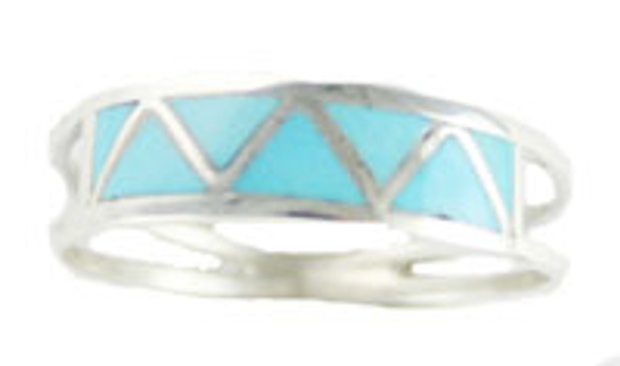 Sterling Silver Split Shank Inlaid Ring