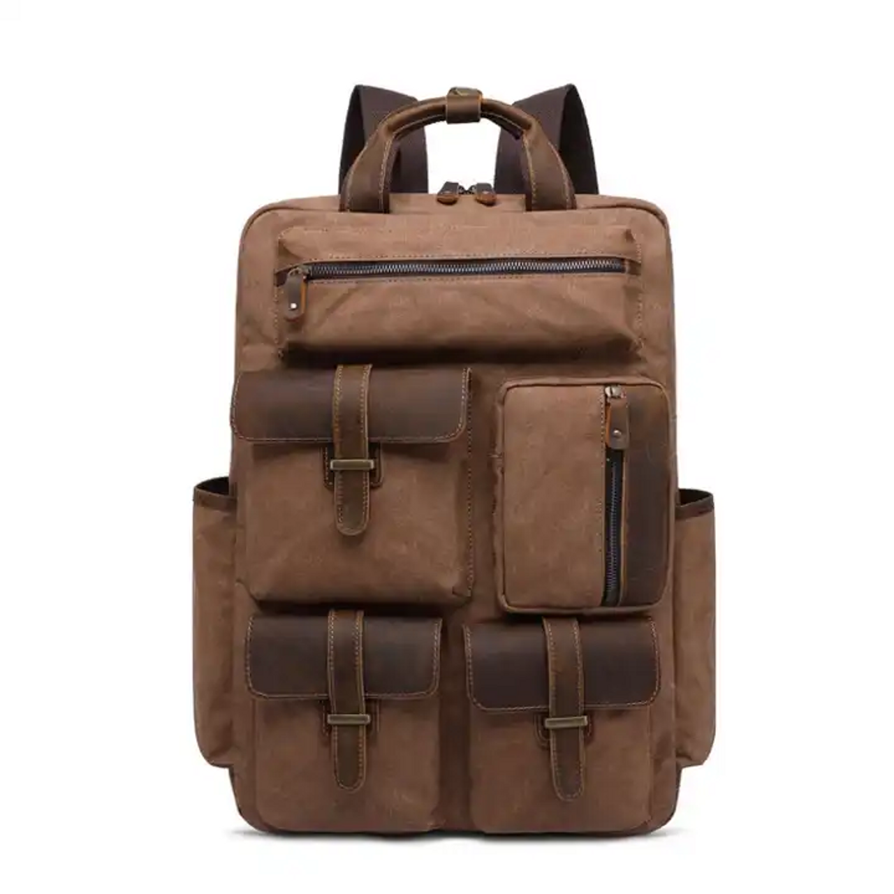 Large Capacity Canvas/Leather Rucksack