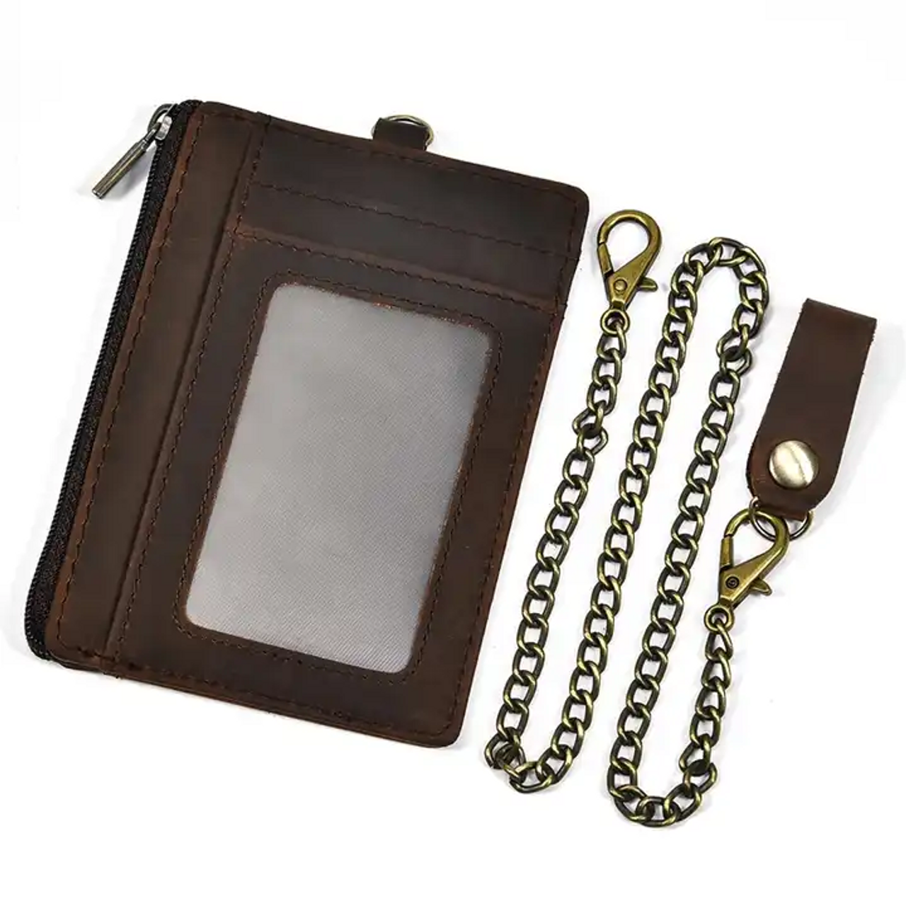 Leather Card Holder Wallet with Chain