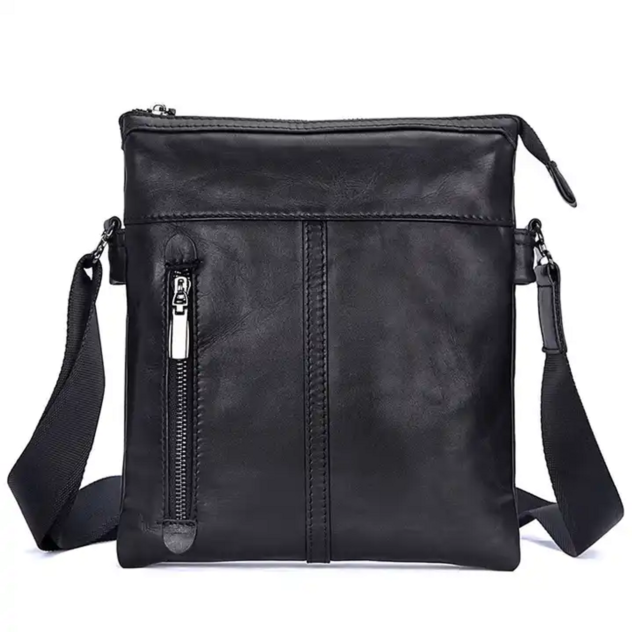 Casual Small Black Leather Business Bag