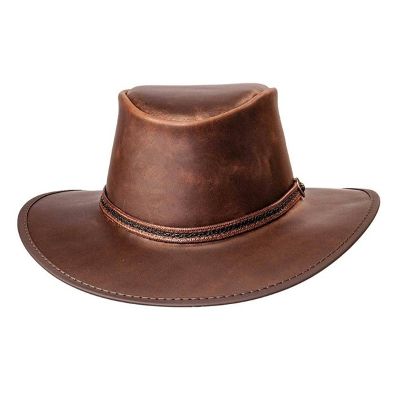 Midnight Rider - Leather Outback Hat - Chestnut Brown