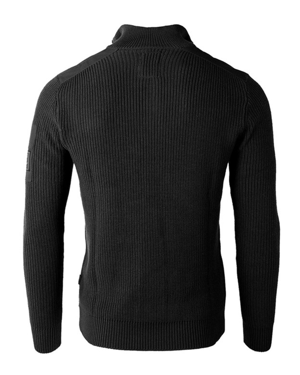 Mens Cotton Quarter Zip Up Mock Turtle Neck Sweater - Black