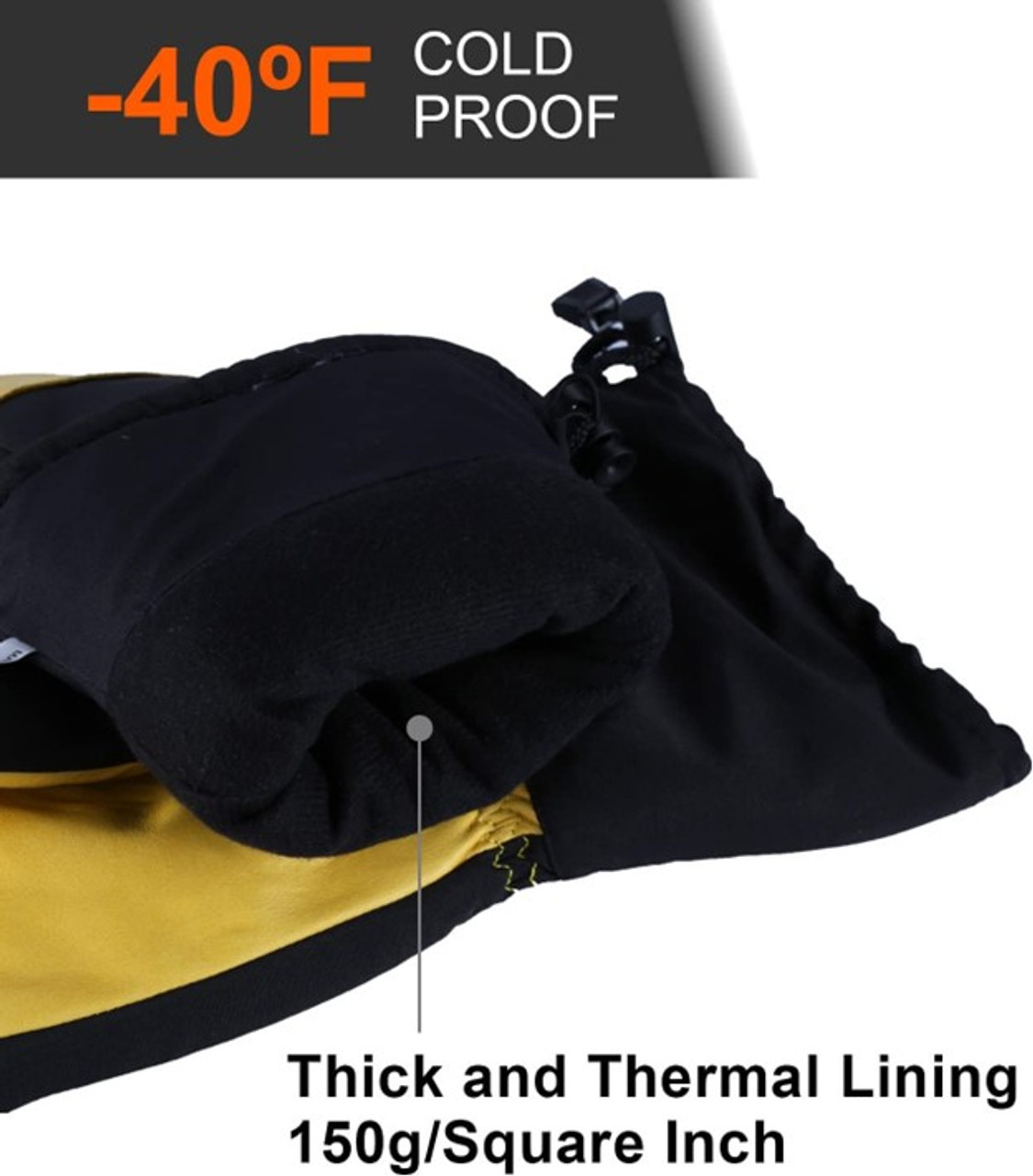 Ozero -40F Winter Warm Cowhide Leather Unisex Mittens