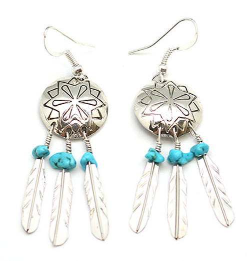 Sterling Silver Round Stamped Concho Earrings