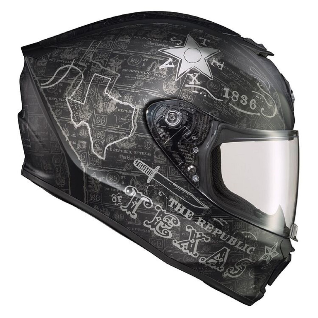 Scorpion EXOR420 Fullface Motorcycle Helmet, Lone Star Black/Silver