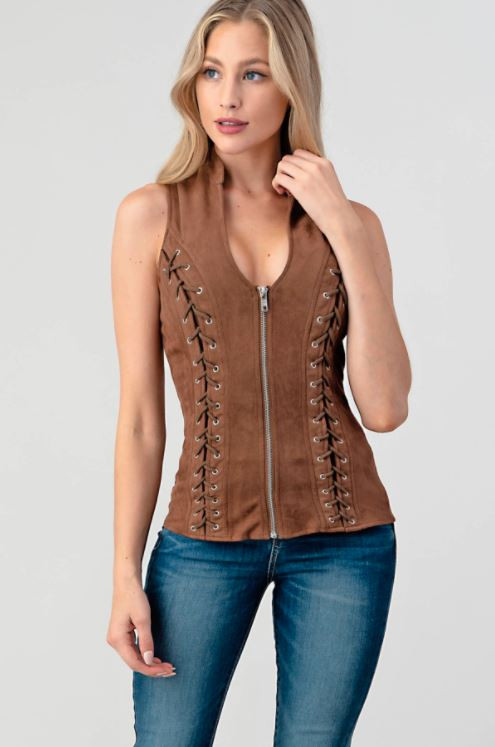 brown vest top