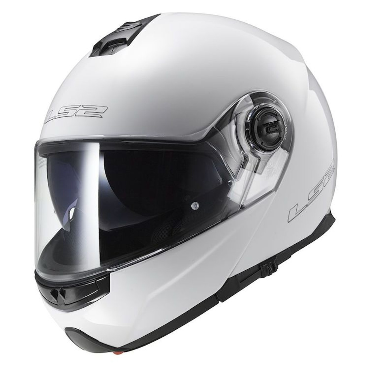 LS2 Strobe Modular Helmet Gloss White with Internal Drop Shield - Riders  Biker Supply