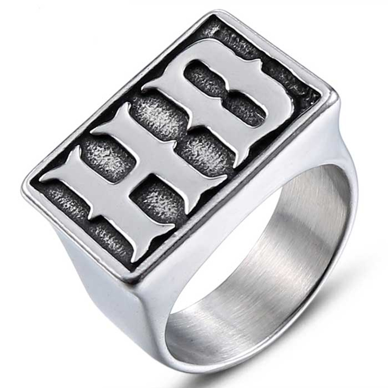 Mens stainless steel sales biker rings