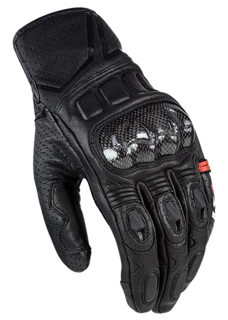 Men's Black Spark FullFinger Motorcycle Leather Sport Gloves By LS2
