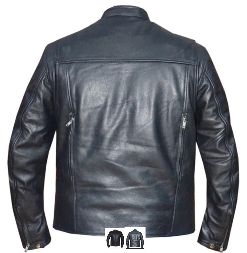 MENS PREMIUM LEATHER VENT SLEEVE BIKER JACKET Riders Biker Supply