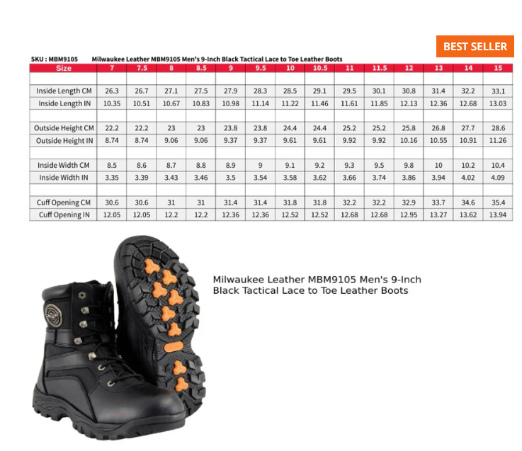 Men's 9-Inch Black Leather Swat Style-Tactical Lace-Up Motorcycle Biker ...
