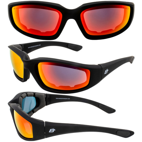 Motorcycle Sunglasses Foam Padded Mirror Lenses