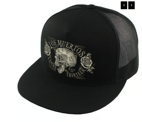Lucky 13 Dead Skull Snapback Trucker Cap - Black