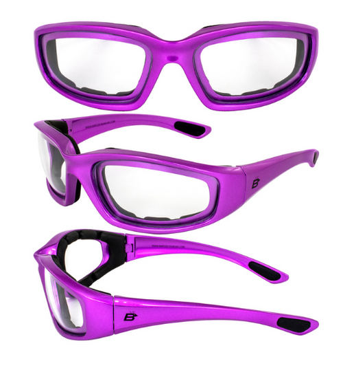 ORIOLE PURPLE W/CLEAR LENS FOAM BIKER EYEWEAR 