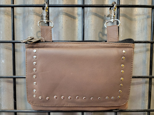 Studded Leather Hip Purse: - Biker Riding Pouch