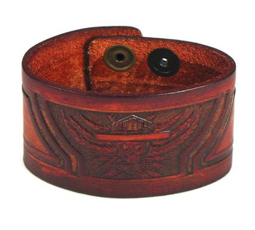 ANTIQUE FINISH WRISTBAND- SKULL WING STAMPED