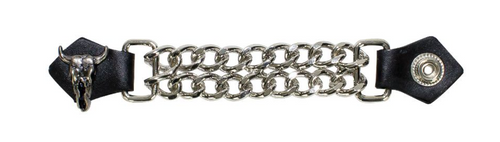 Vest Extender W/ Polished Steer Skull Graphic