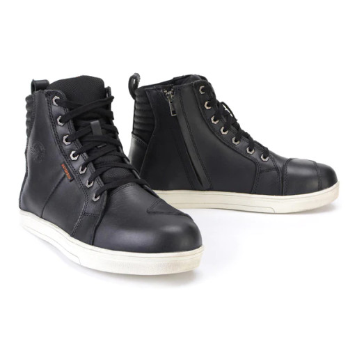 Men's Black Waterproof Leather Street Riding Shoes