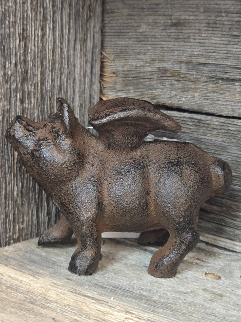 FLYING HOG CAST IRON FIGURE 3 inches High but Weighty