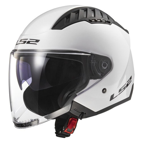 LS2 Copter Gloss White Solid Open Face Motorcycle Helmet W/ SunShield