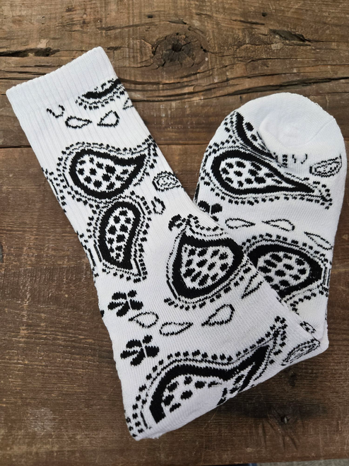 PAISLEY SOCKS WHITE/BLACK