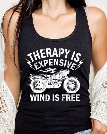 Ladies Tank Black Wind Is Free Motorcycle Graphic Racerback Tank
