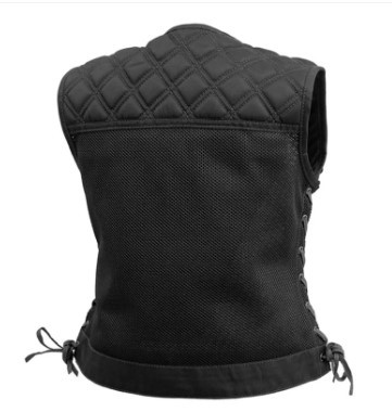 Ladies "FRIO" Black Stitch Diamond Mesh MC Vest for Summer