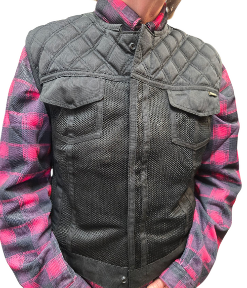 Ladies "FRIO" Black Stitch Diamond Mesh MC Vest for Summer