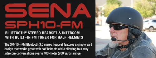 Sena SPH10H FM Bluetooth Intercom With FM Tuner For Half Helmets