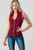 Bustier, Burgundy Suede Zip-Up Cross-Cut Back Vest Top