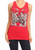 V-Neck Red Racerback Tank Top Ladies Motorcycle Fashion Top