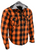 Hooded Flannel Biker Shirt with CE Approved Armor - Reinforced w/ Aramid Fibers In Orange and Black