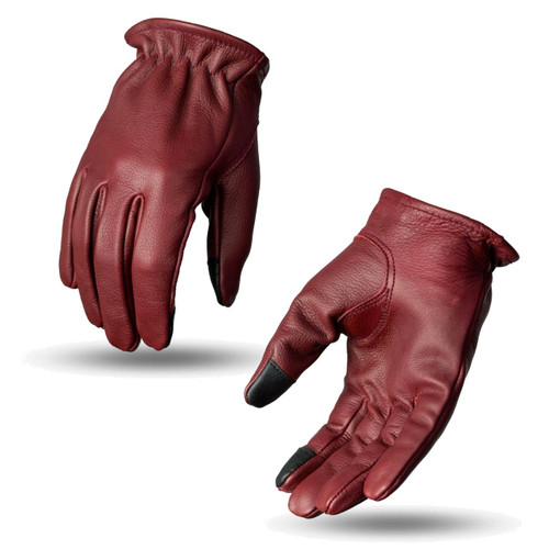 Oxblood Roper Short Cuff Leather Biker Glove - Riders Biker Supply