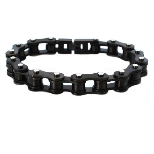 Gunmetal Silver 3/4" Wide Double Link Motorcycle Chain Bracelet Riders Biker Supply
