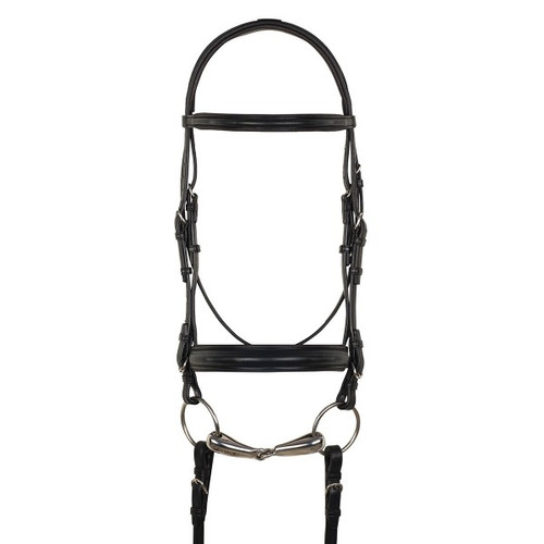 Aramas® Plain Raised Padded 1-1/2" Wide Nose Dressage Bridle with Leather Reins