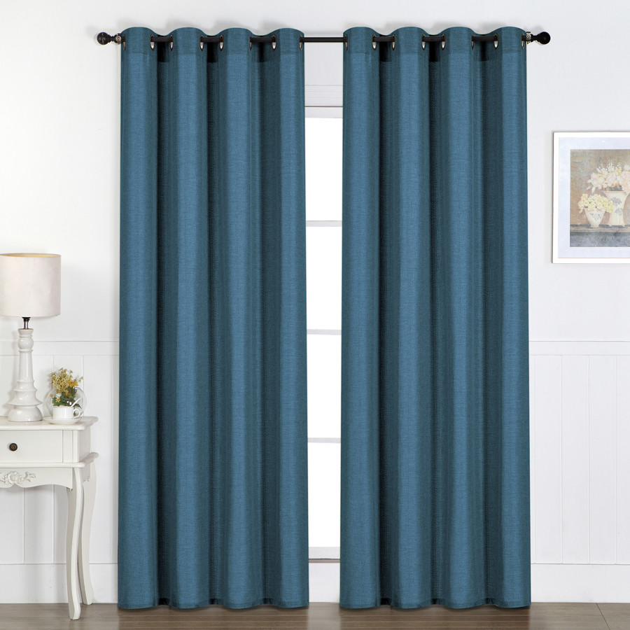 teal curtains