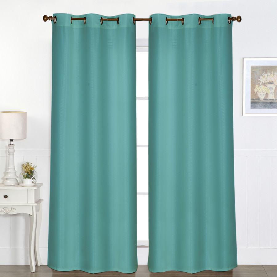 teal curtains
