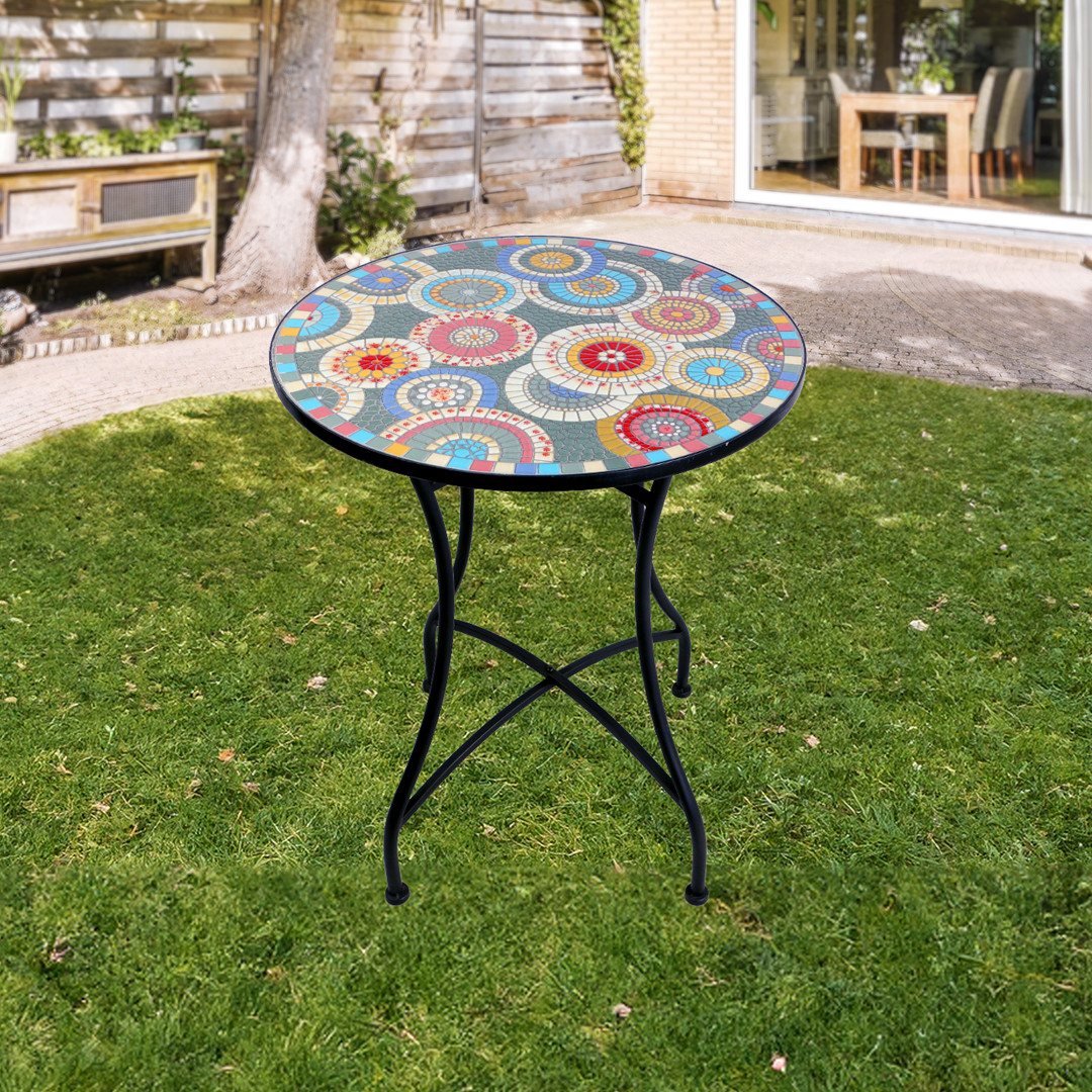 Ubuy Mosaic Patio Side Table Round Side Table VCUTEKA Mosaic
