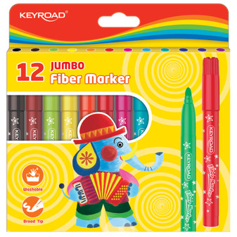 Keyroad Jumbo Fiber Colour Markers 12PK | Prices Plus