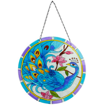 Peacock Hanging Glass Wall Deco | Prices Plus