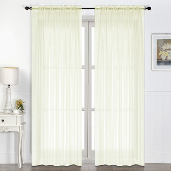 Sheer Rod Pocket Curtain Ivory - 132 x 213cm | Prices Plus