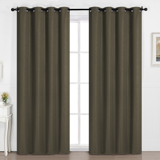Embossed Pattern Blockout Eyelet Curtain Chocolate - 137 x 213cm | Prices Plus