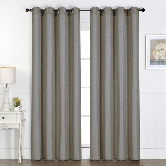 Linen Look Blockout Eyelet Curtain Slate Grey - 137 x 213cm | Prices Plus