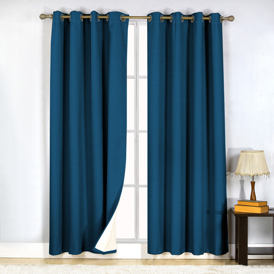 Faux Silk Blockout Eyelet Curtain Teal - 137 x 213cm | Prices Plus