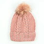 Rockie Ladies Cable Knit Beanie with Pom Pom and Rhinestones | Prices Plus