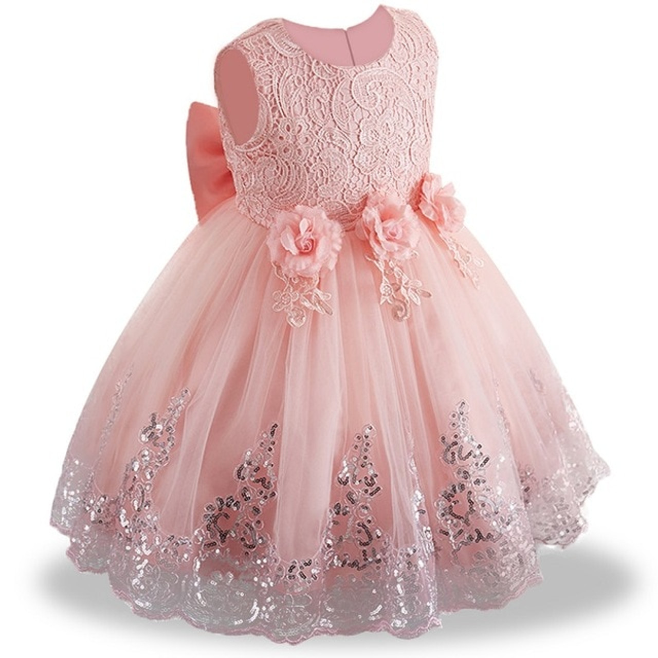 Formal Prom Summer Wedding Girls Dresses A-line Sleeveless Knee Length Tutu  Ruffle Kids Dress Princess Christening Birthday Party Baby Dress -  Walmart.com