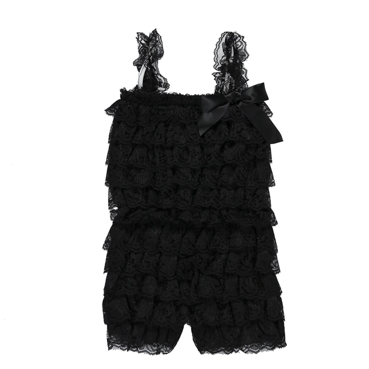 Baby Lace Rompers with Straps Ribbon and Bow