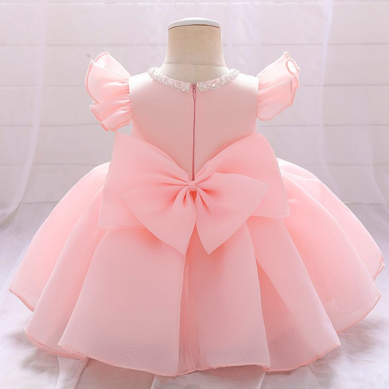 Buy CMMCHAAH Infant Girls Easter Big Bowknot Dresses Baby Little Girls  Tulle Lace Wedding Party Ball Gown Dress (Golden02,60) at Amazon.in